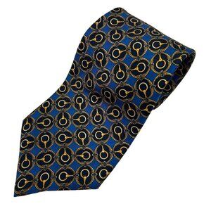 Burt Pulitzer Collections Edition Men's Blue Equestrian Preppy Silk Necktie Tie